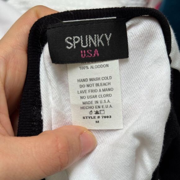 Vintage Spunky USA Graphic Baby Tee \ Y2K Deadstock Bobby Jack Style Tee \ Sz MD - Picture 2 of 5